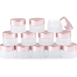 12 Pack Frosted Glass Cream Jar - 15g/0.5 oz Empty Makeup Container Refillable Travel Pot Jar For Lotion Cream Cosmetics Ointments