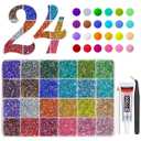 qiipii 24000PCS 24 Color 3mm Crystal Resin Rhinestones Flatback SS10 Colorful Rainbow Stones Gems Diamonds for Nails Face Eyes Makeup Tumblers Bottles DIY Crafts Bedazzling Crafting Clothes Shoes