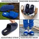 Dearfoams Men's Adjustable Indoor/Outdoor Memory Foam Machine Washable Summer Slide Slipper (7-8, Navy)