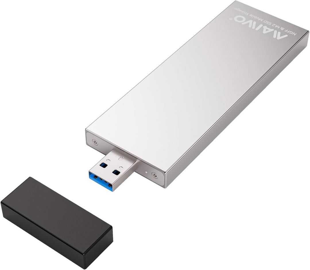 MAIWO M.2 SATA Enclosure for 2230 2242 2260 2280 B+M Key, Aluminum M2 Serial ATA SSD Reader USB 3.0 Type-A 5Gbps, Plug and Play, Cable-Free Connection