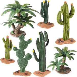 EOIVSH Desert Diorama Supplies with Cactus Kit and Model Palm Tree, Artificial Greenery Plant Cacti Decoration, Desert Diorama Project Sandbox Cake Topper Landscape Scene