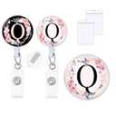 2Pcs A-Z Letter Badge Reels with Vertical Clear Plastic ID Card Holders (2.5" x 3.7") Retractable Name Tag ID Clip Holder Nursing Student RN Pediatric Teacher Office Work Accessories Q