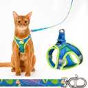 Cat Harness and Leash Set, Step-in Escape Proof Adjustable Vest Harness for Small Medium Large Cats, Lightweight Soft Breathable Reflective Kitten Harness for Walking Travel, Camping(Hawaii Green, XS) (XS Chest: 32-35cm(12.6"-13.8"))