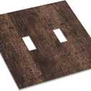 Light Switch Cover Plate Rustic Brown Wood Plank Retro Wooden Board 2 Gang Double Switch Plate Covers Toggle Wallplate Decorative Outlet Covers Electrical Switchplate for Farmhouse Home Decor