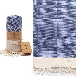 SMYRNA TURKISH COTTON Vintage Series Turkish Beach Towel Oversized, 47x66 inch, Extra Large Quick Dry Sand Free Beach Blanket, Lightweight Cotton Pool, Spa, Travel, Gym, Adult Bath Towel, Azure
