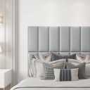 Art3d Peel and Stick Headboard for Twin in Grey, Pack of 4 Panels Sized 9.85" x 23.62", 3D Wall Panel, Upholstered
