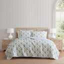 Martha Stewart - King Quilt Set, 100% Soft Cotton Floral Bedding for Year Round Comfort, 3 Piece Bed Set with Matching Pillowcases (Chloe Green)