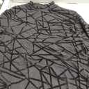 Mesh Top for Women Long Sleeve Mock Neck Mesh Shirt Sheer Top Solid Floral Tee Shirts S-XXL (Black Grid Pattern)