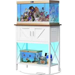 HOOBRO 20 Gallon Fish Tank Stand with Power Outlets and LED Light