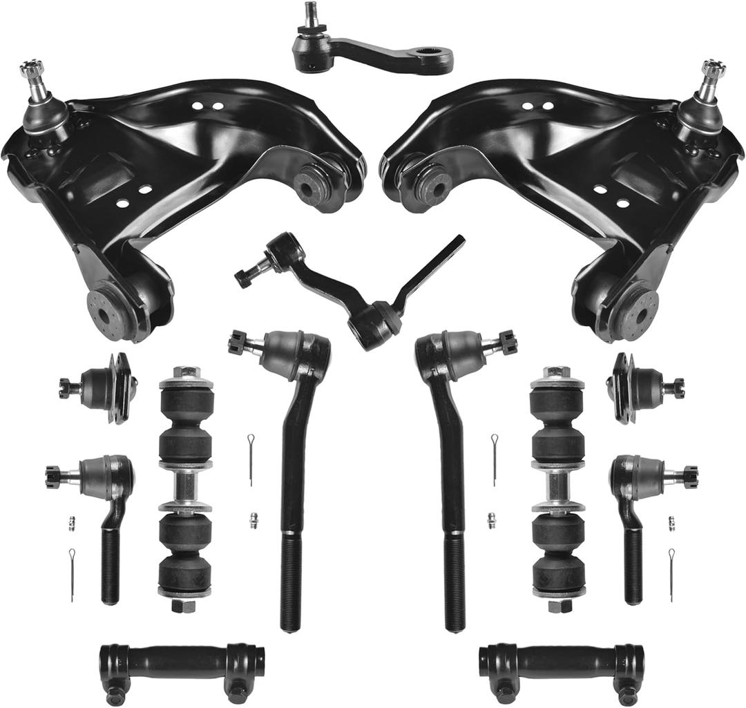Front Upper Lower Suspension Kit Control Arm Ball Joint Sway Bar Tie Rod Idler Pitman Arm Fit for 1998-2005 CHEVROLET BLAZER 1998-2004 GMC JIMMY 1999-2001 OLDSMOBILE BRAVADA 4WD -14PCS