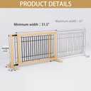 YOCAN Extra Wide Adjustable Dog Gate for Doors & Stairs, 23.6" Tall, 31.561" Wide, Freestanding Wood & Metal Pet Safety Gate, No Drill Pressure Mount, Indoor Barrier (Black/Natural)