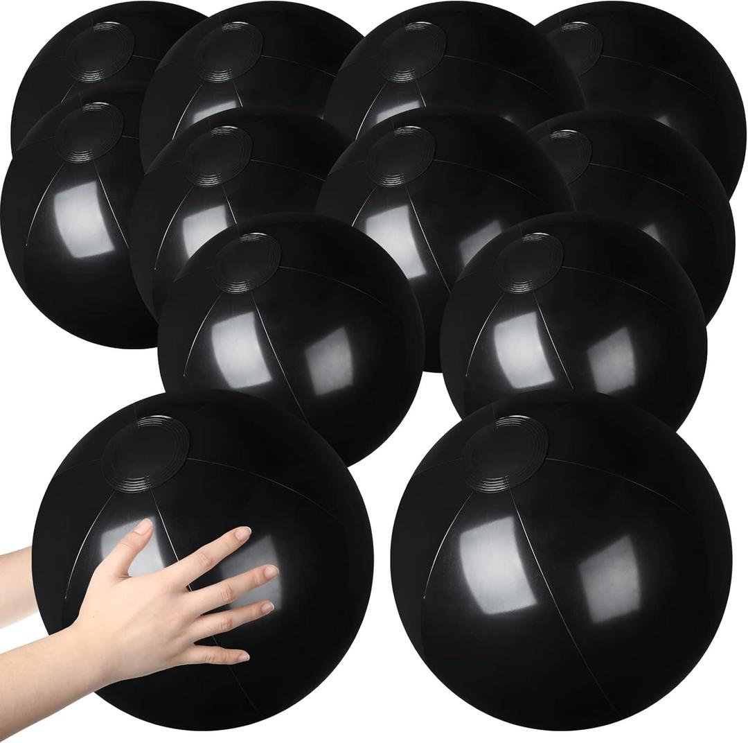 Raiten 12 Pcs Beach Ball Inflatable Beach Balls Large Inflatable Ball Floating Ball for Swimming Pool Party Favors Outdoor Activities Summer Birthday Party Supplies (Black,12 Inch)