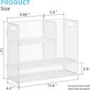 Marbrasse 3-Tier Desk Shelf Organizer with Handle, Desktop Bookshelf File Holder, Mesh Display Shelf Organizer Storage Rack for Office, Home, Supplies, Kitchen (White), 14 x 6 x 13 inches