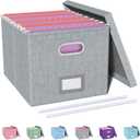 Oterri File Organizer, File Box, File Cabinet for Letter File Folder Storage, Hanging File Organizer for Office/Decor/Home,Document Organizer, 1 Pack,Gray-Box Only