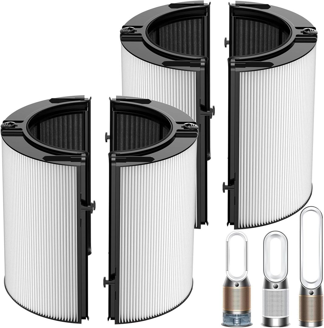 360 Combi Glass H13 Hepa + Activated Carbon Filter Compatible with Dyson TP07 TP10 TP06 HP06 TP04 HP04 PH02 PH01 PH03 PH04 HP09 TP09 HP07 HP10 Air Purifier, 2-in-1 Replacement Filters, 2 Pack