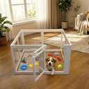 Transparent Indoor Dog Playpen with Safety Lock, Indoor Dog Fence for Small & Medium Pets | Secure, Stylish, Easy Clean Play Pen for Dogs & Pets with Scratch Resistant Panels (White, 8 Panel)