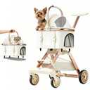 EPPMagice All-Terrain Pet Stroller for Small Medium Dogs & Cats, 20 lbs Capacity - Portable Carrier with One-Touch Brake, Lightweight Foldable Design & Shock Absorption Wheels,Pink