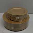 I00000 102 Pieces Solid Gold Disposable Plates, Gold Plastic Plates Premium Plastic Party Plates Includes: 51 Dinner Plate 10.25 Inch and 51 Salad/Dessert Plate 7.5 Inch for Wedding & Party