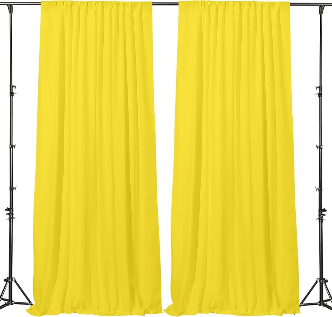 Gallety Yellow Backdrop Curtain for Wedding, Photo Backdrop Curtain for Bridal Shower Decorations - 10FT x 10FT Stage Curtains for Graduation Dances,Birthday,Summer Themed Parties,Photography (W5' x H10'(2 Panels))