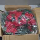 Christmas Wreath for Front Door, 24 Inch Large Outdoor Christmas Wreath with Hangers, Green Pine Xmas Wreath with Red Artificial Poinsettia Flowers for Fireplace Wall Window Home Indoor Decor