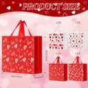 Tenceur 100 Pieces Mother's Day Plastic Gift Bags Red and White Heart Large Shopping Bags with Handle 13'' x 10'' Treat Goodie Merchandise Tote Bulk for Mom Holiday Party Supplies