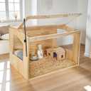 Wooden Hamster Cage, 24" Lx16 Wx16 H,Guinea Pig Cage, Small Animal Cage for Dwarf Syrian Hamsters Degus Mice & Other Small Pets. Hamster Habitat with Openable Top and Large Acrylic Sheets