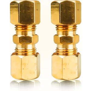 3/16 Inch OD Compression Copper Tube Union Straight Joiner Fittings for Air Gas Water