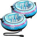 48'' Snow Tube with Premium Canvas Cover for Kids and Adults, Inflatable Heavy Duty Snow Tube Made by Thickened Bottom, Sled Winter Outdoor Fun Toys for Children Boys Girls