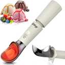 Heated Ice Cream Scoop Rechargeable, Electric Ice Cream Scooper with Removable Battery &Drip-Proof Stand, OneTouch 3 Fast Heating Levels, IP68 Waterproof, Food-Grade Metal for Hard Ice Cream