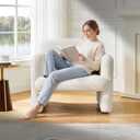 33.86" Accent Chairs, Modern Velvet Fabric Arm Chair Comfy Upholstered Armchair Leisure Single Sofa Chair with a Waist Pillow for Bedroom, Office and Living Room (Beige)