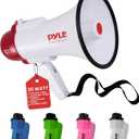 Pyle Lightweight 30-Watt Megaphone Bullhorn Speaker - Adjustable Volume, Built-in Siren for 800-Yard Range Suitable for Indoor/Outdoor Sports, Cheerleading, and Events (PMP30) (White)