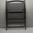 Patio Folding Sling Dining Chairs Portable Outdoor Indoor Backrest Household Seats for Outside Lawn Garden Balcony Pool Yard with Armrest Set of 4(Black)