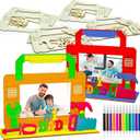 Cinrobiye 6 Set Fathers Day Craft Kits Fathers Day DIY Wooden Picture Frame Paining Craft Kit Best Dad Unfinished Craft Wood Photo Frames with Accessories for Family Classroom Activities Art Project