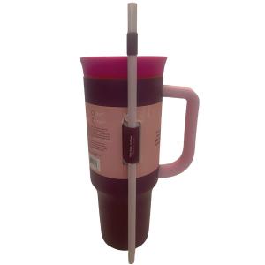 Owala Stainless Steel Triple Layer Insulated Travel Tumbler with Spill Resistant Lid, Straw, and Carry Handle, BPA Free, 40 oz, Dusty Pink