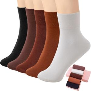 HUGSWEET Soft Comfy Cotton Breathable Socks for Women above Ankle Mini Crew Bootie Socks Gifts for Women 5-10 Pairs (9-12, Solid-black/Brick Red/Coffee/Camel/White)