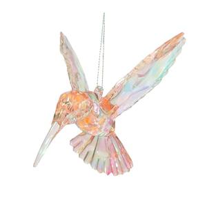 Hummingbird Ornament Decor Figurines Acrylic Hanging Hummingbirds Crystal Suncatcher Bird Figurine for Home Decorative Tree Ornaments Charm Humingbird Party Decorations(Iridescent)