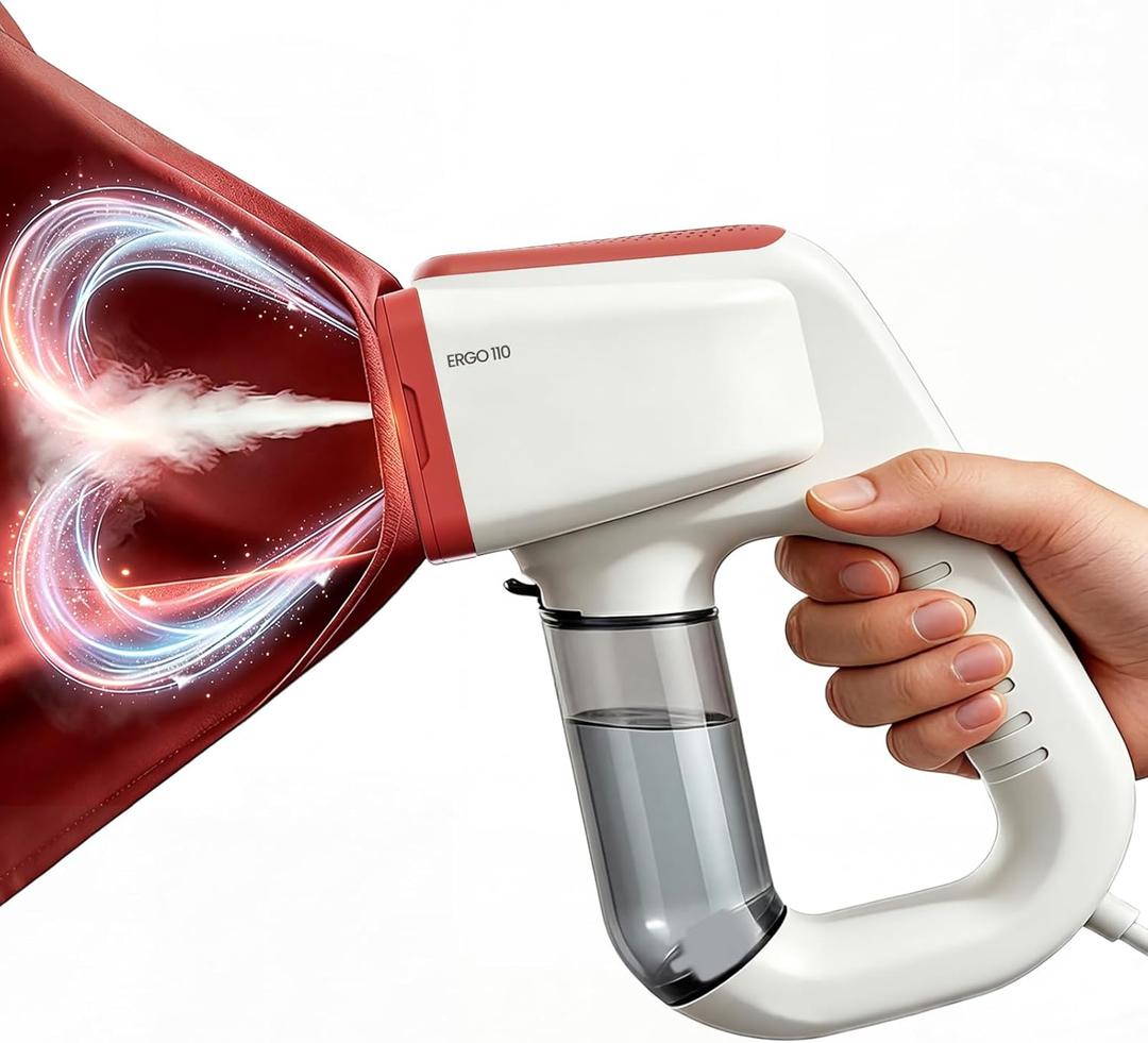 Vacuum Steamer for Clothes, 2000Pa&3600Pa Suction Handheld Clothes Steamer,2 in 1 Portable Travel Steamer for Clothes,Garment Steamer With 122ml Water Tank (for 110-120V) (Pearl White)