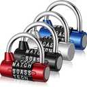 4 Pcs 5 Letter Combination Lock Heavy Duty Gym Locker Keyless Resettable Metal Padlock for Home Outdoor Door Locks Toolbox Hasp Cabinet Black Silver Red Blue