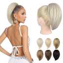 Ponytail Extension - 10" Short Claw Clip in Ponytail Hair Extensions Messy Bun Hair Piece Natural Soft Synthetic Straight Pony Tail Hair Pieces for Women - Pearl Blonde