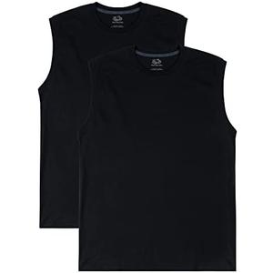 2 set Fruit of the Loom Men's EverSoft Cotton Sleeveless Moisture Wicking T-Shirts with Odor Control Size S