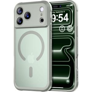 Thomo Magnetic for iPhone 17 Pro Max Case, [Compatible with Magsafe] [Full Camera Protection] Translucent Matte Military Grade Shockproof with Anti-Fingerprint Phone Cover 2025, Calke Green