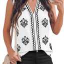 BTFBM Womens Tank Tops Floral Printed V Neck Sleeveless Spring 2026 Business Work Dressy Casual Shirts Chiffon Blouses (White, XXL)