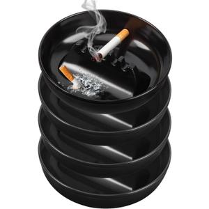 Ash Tray Outdoor Ashtray for PatioHomeOffice Use,Cool Plastic Ashtrays for Cigarettes, Home Ashtrays With 5 Cigarette Ports,ashtray for outside-4 Pack Black