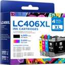 LC406XL Ink Cartridges High Yield Compatible for Brother LC406XL LC406 use with MFC-J4335DW MFC-J4535DW MFC-J5855DW MFC-J6555DW MFC-J6955DW Printer (Black, Cyan, Magenta, Yellow, 4 Pack)
