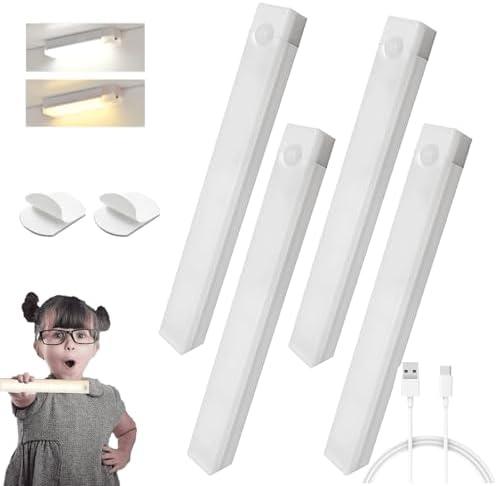 citosisk Punch-Free Smart Sensor Magnetic Rechargeable LED Lights, LED Intelligent Human Body Induction Wireless Magnetic Long Night Light for Kitchen, Stairs, Fridge (White-6 PCs 200mm)