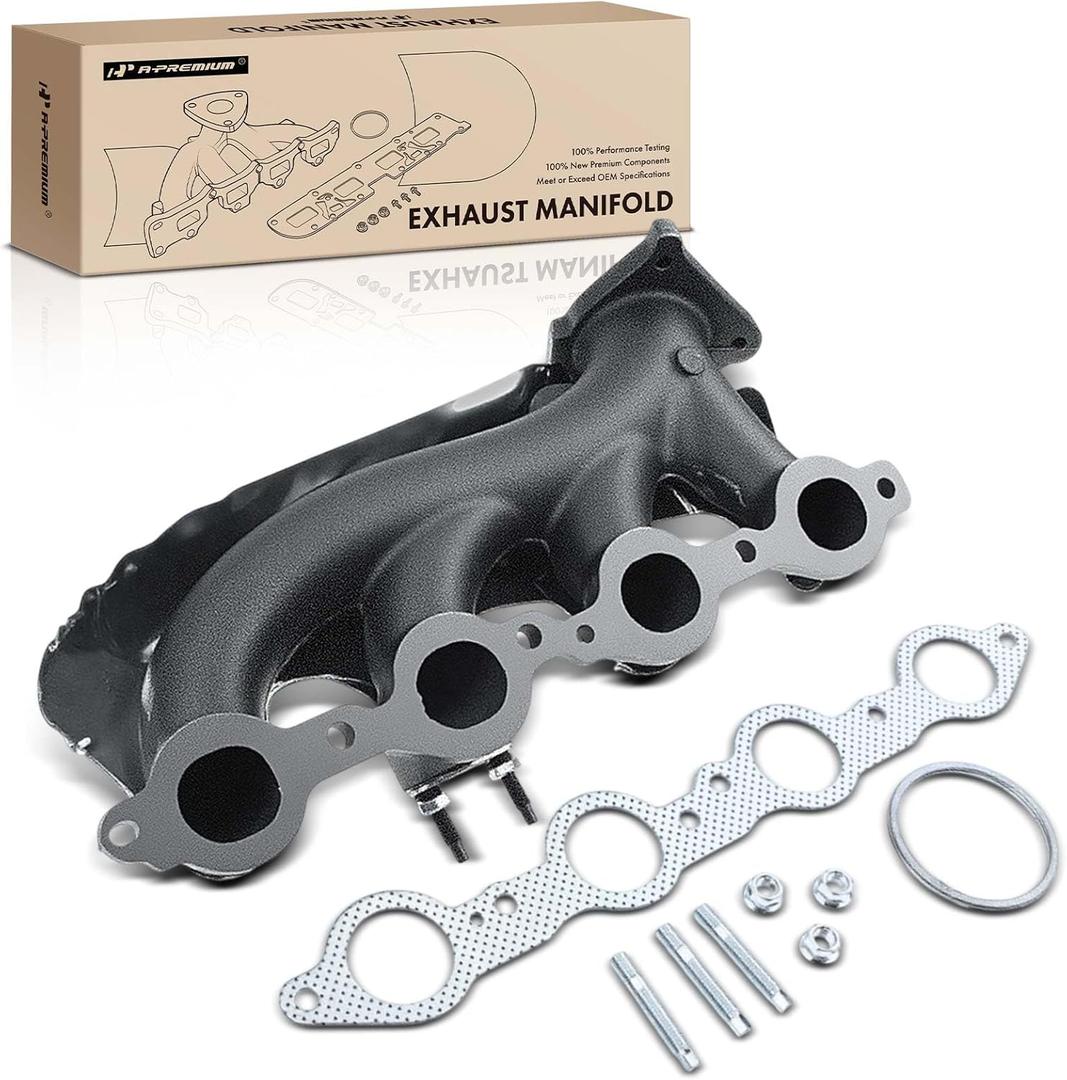 A-Premium Left Side Exhaust Manifold Kit W/Gasket & Studs & Nuts Fit for Chevy, GMC & Cadillac -Silverado 1500 2500, Express, Suburban, Tahoe, Savana, Sierra, Escalade, Replaces 12556078 12562235