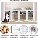 LZRS 4-Panel Freestanding Wooden Dog GateExtra Wide 30 Tall Foldable Pet Barrier with Support Feet, Solid Hardwood & Steel Wire Chew-Resistant Safety Gate for Doorways, Hallways, and Stairs, White