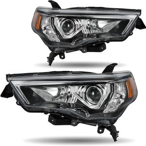Pair Headlights Compatible with 2014-2020 Toyota 4runner,OE Factory Halogen Headlamp Chrome Housing Amber Reflector Replacement Driver&Passenger Side TO2518150 TO2519150 8117035571 8113035541