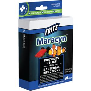 Fritz Maracyn - for Saltwater and Freshwater gram-Positive Relief from Bacterial gil, Popeye, More - Easy dose Packets, 20 Count Fritz Maracyn - for Saltwater and Freshwater gram-Positive Relief from Bacterial gil, Popeye, More - Easy dose Packets, 20 Count