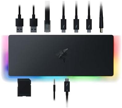 Razer Thunderbolt 4 Dock: 10 Ports in 1 - Dual 4K or Single 8K Video Output - USB A and C Hub, 2.5 GbE Thunderbolt 3, Mac, and PC Compatible - Thunderbolt 4 Certified - Passthrough Charging - Chroma